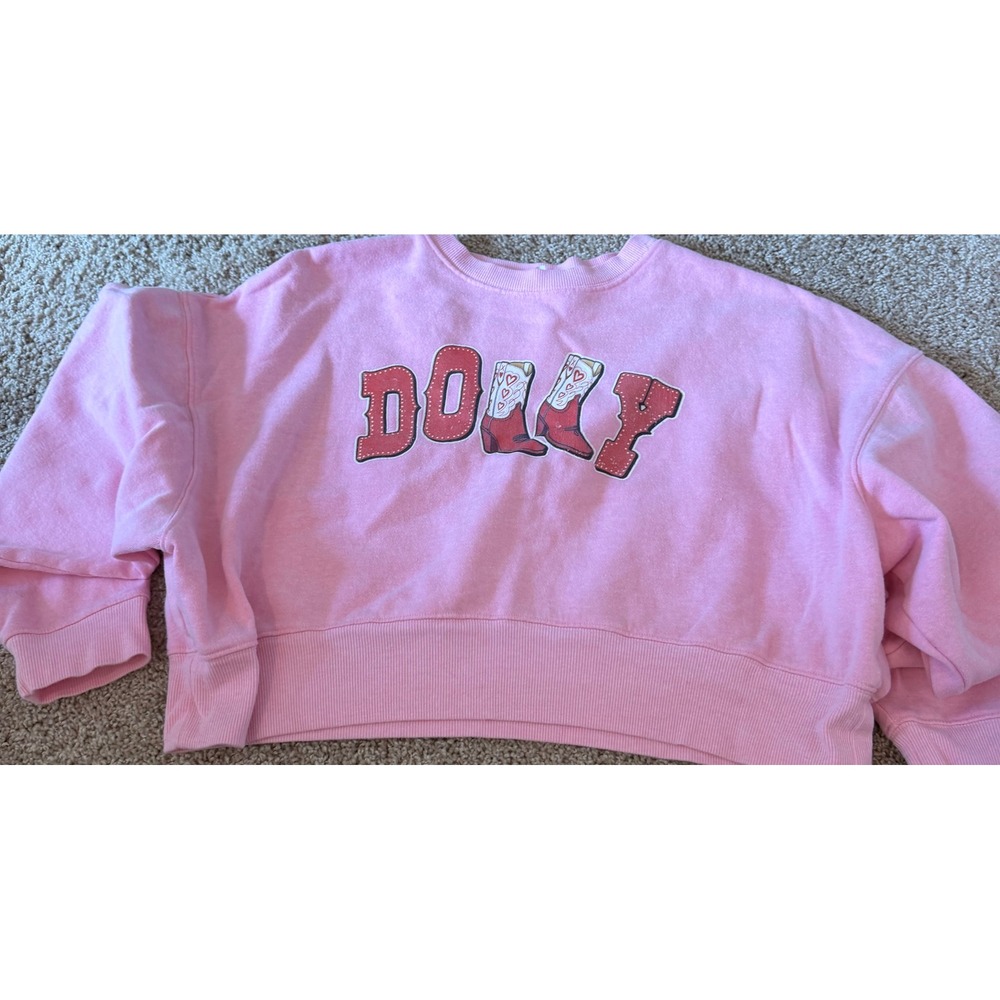 Dolly Parton Western Cowboy Boot Pink Graphic Sweatshirt Pullover GP100064 small
